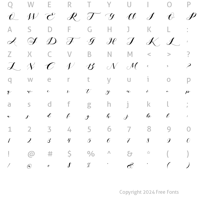 Character Map of Loving Hearty Regular