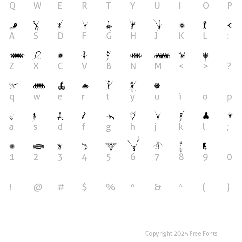 Character Map of LovingTheAlien Regular