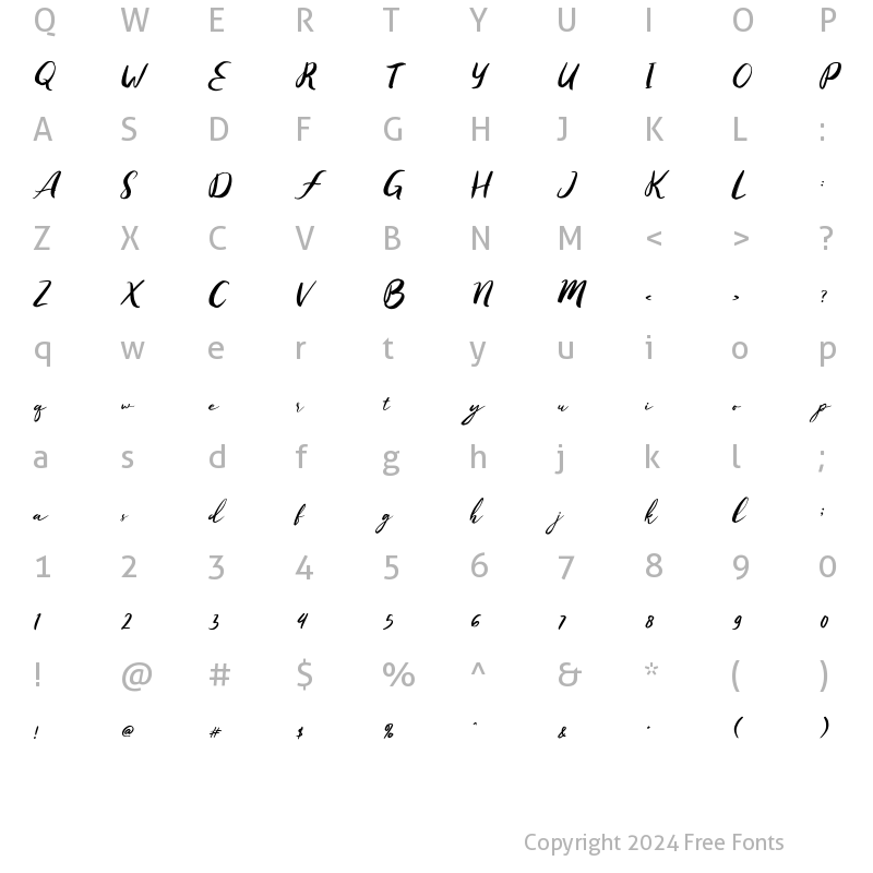 Character Map of Lovya Italic