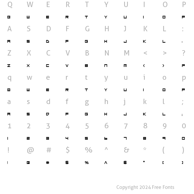 Character Map of Low Gun Screen Bold Bold