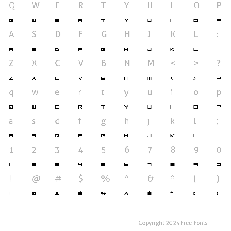 Character Map of Low Gun Screen Bold Expanded Bold Expanded