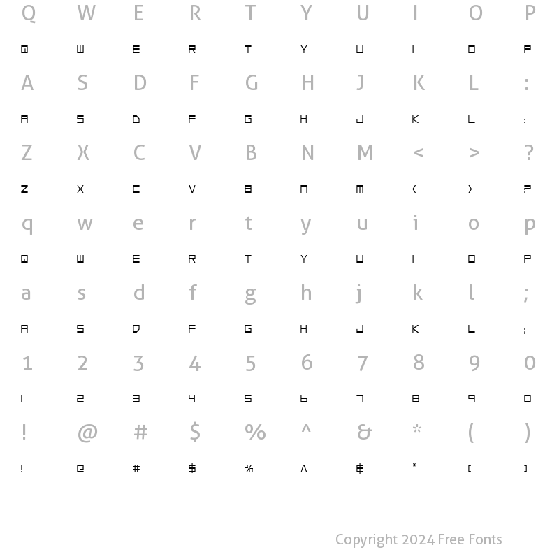 Character Map of Low Gun Screen Condensed Condensed