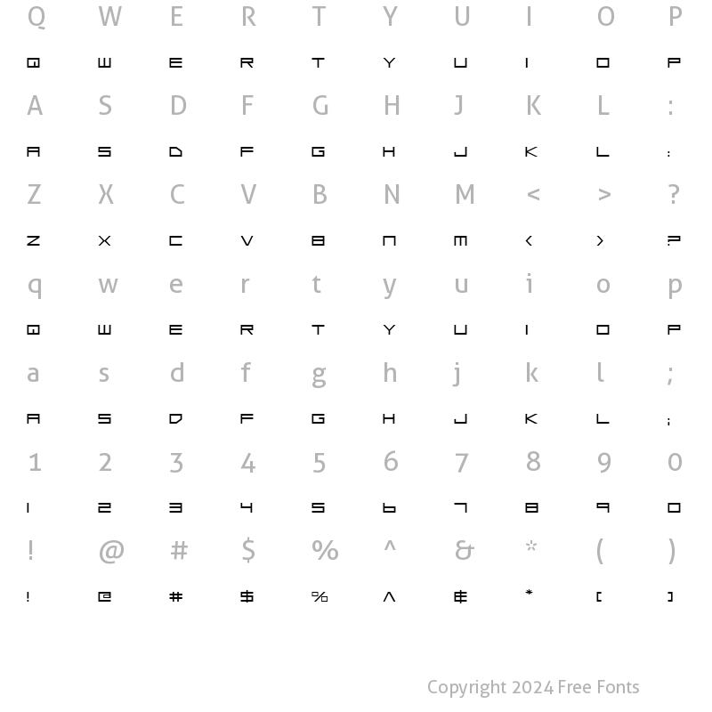 Character Map of Low Gun Screen Expanded Expanded