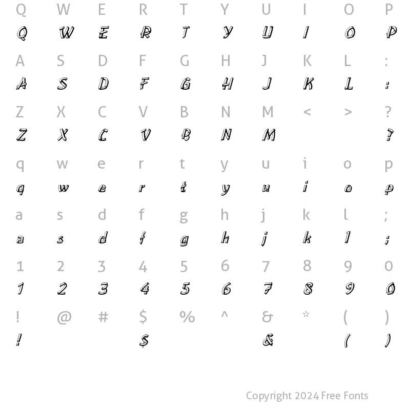 Character Map of LowEa Italic Italic