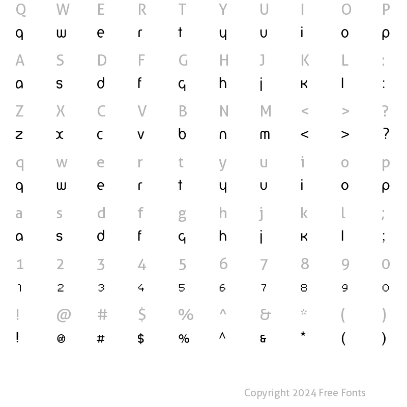 Character Map of LowerDemo Regular