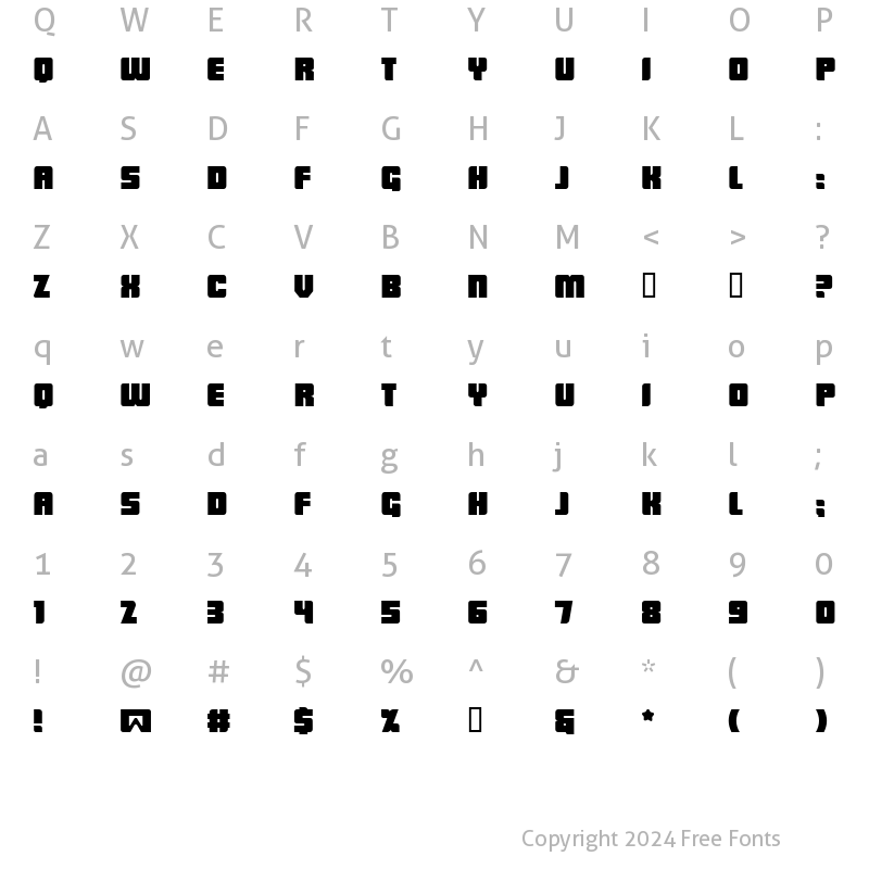 Character Map of LowRider BB Regular