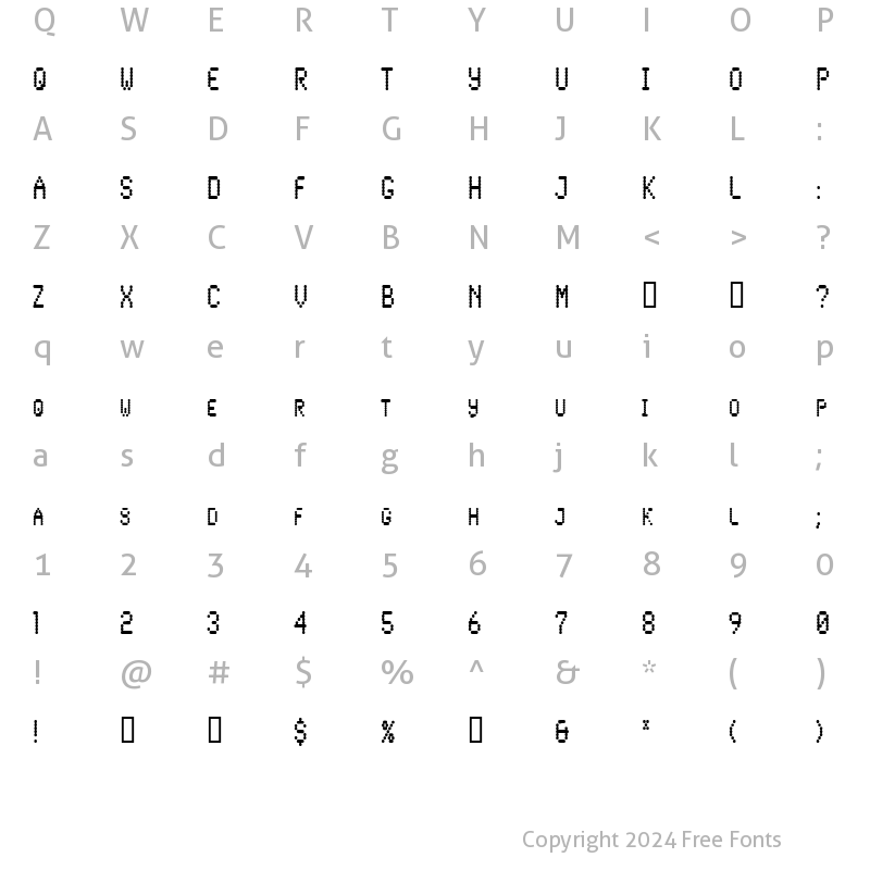 Character Map of LowtechCondensed Regular