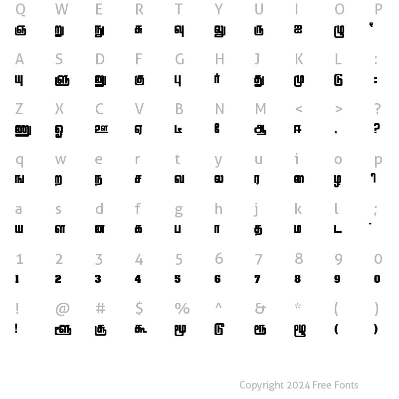 Character Map of LRAVI Regular