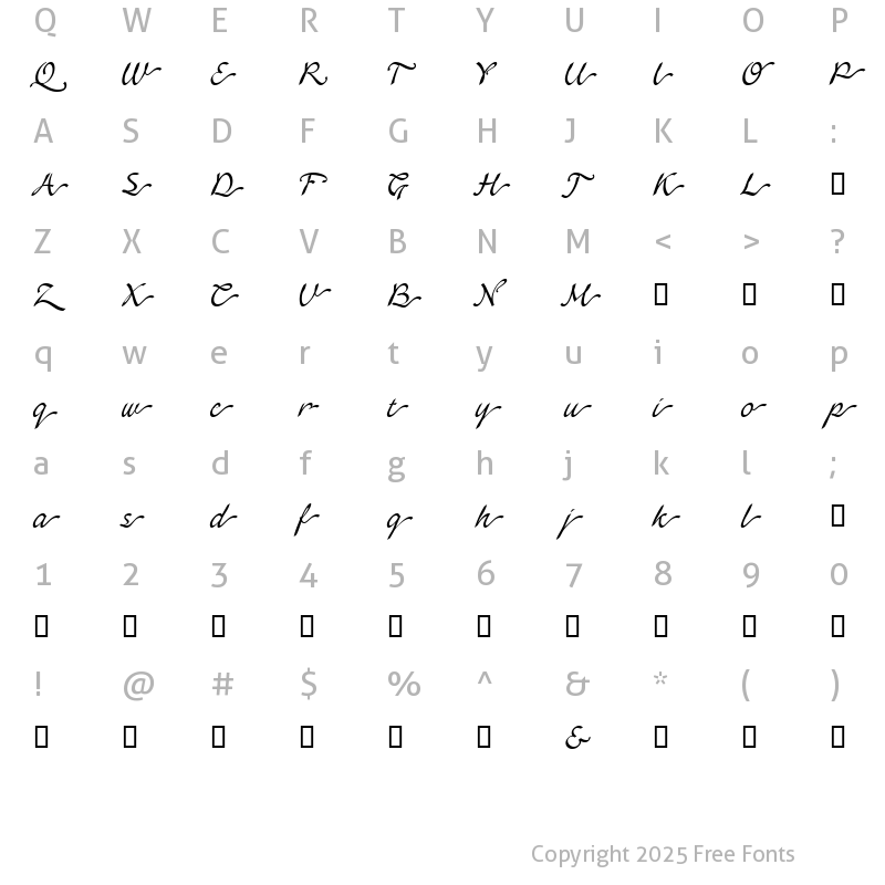 Character Map of LTAgogo SwashOne SwashOne