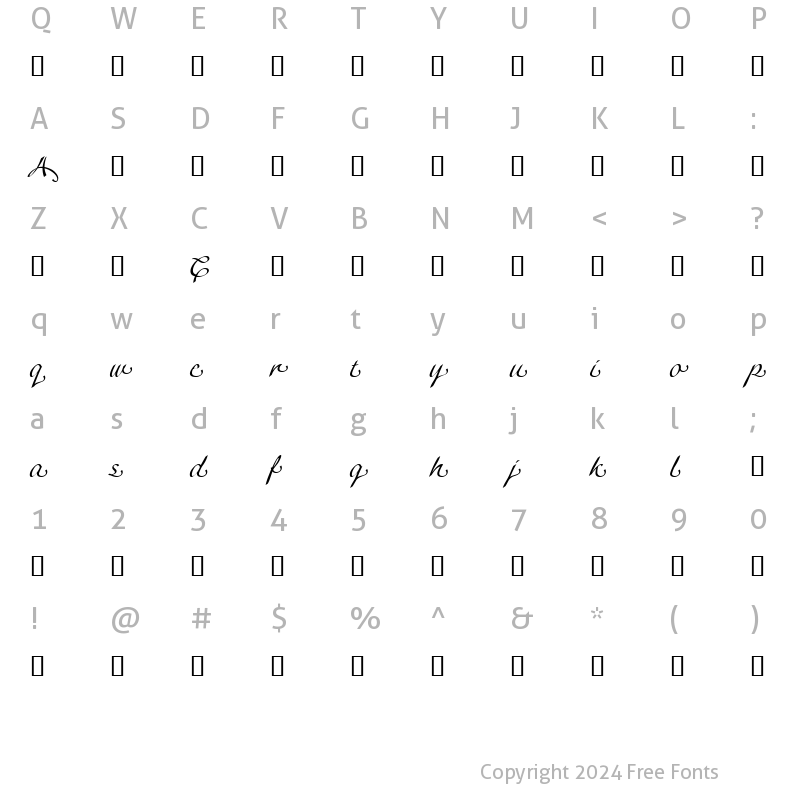 Character Map of LTAgogo SwashThree SwashThree