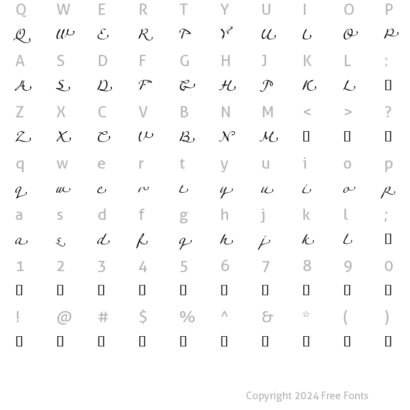 Character Map of LTAgogo SwashTwo SwashTwo