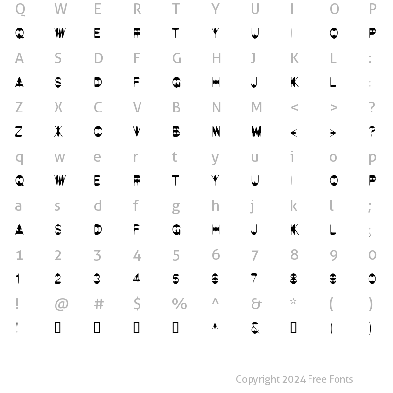 Character Map of LTAlphabat Regular