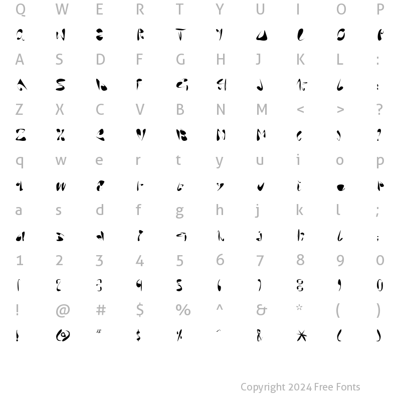 Character Map of LTAraby Rafique Regular