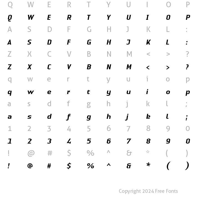 Character Map of LTAuthenticSans Medium Italic