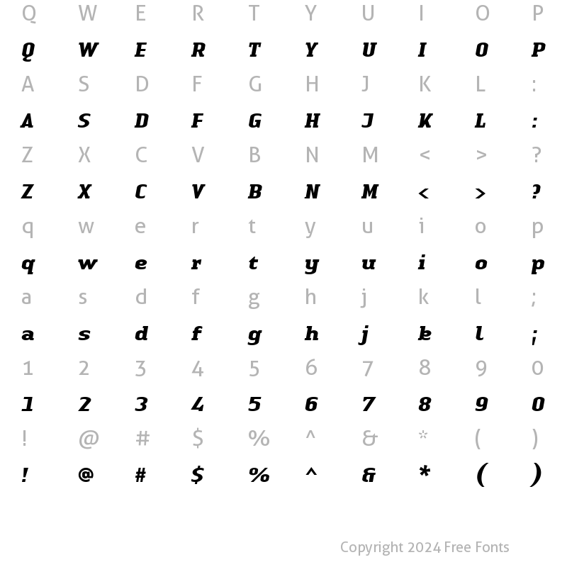 Character Map of LTAuthenticSerif Bold Italic