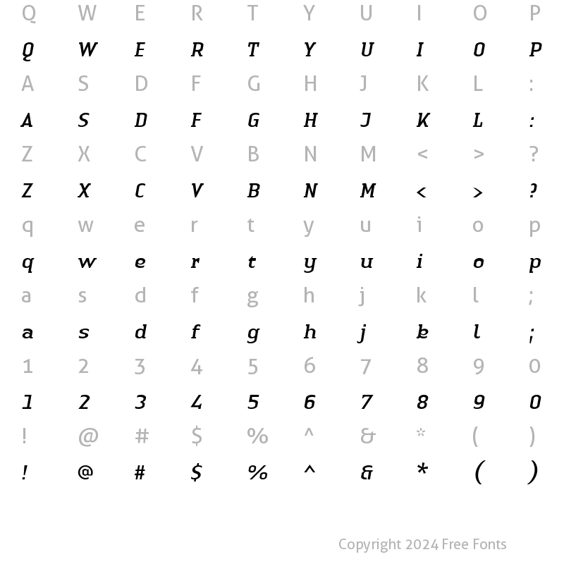 Character Map of LTAuthenticSerif Italic