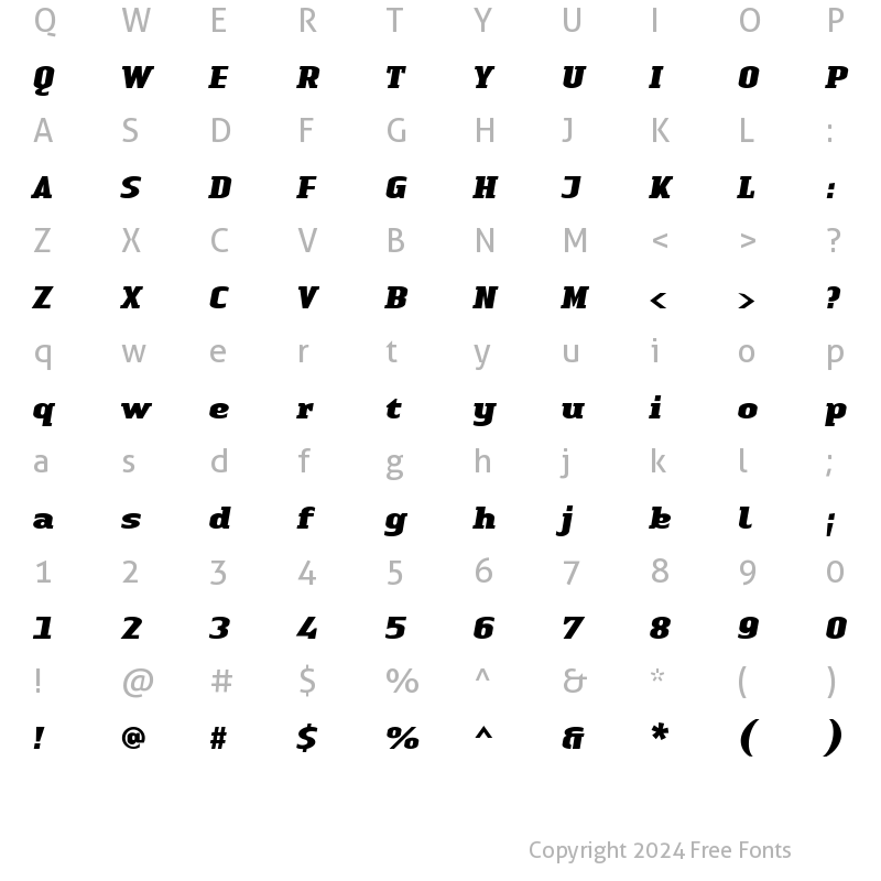 Character Map of LTAuthenticSerif Medium Bold Italic