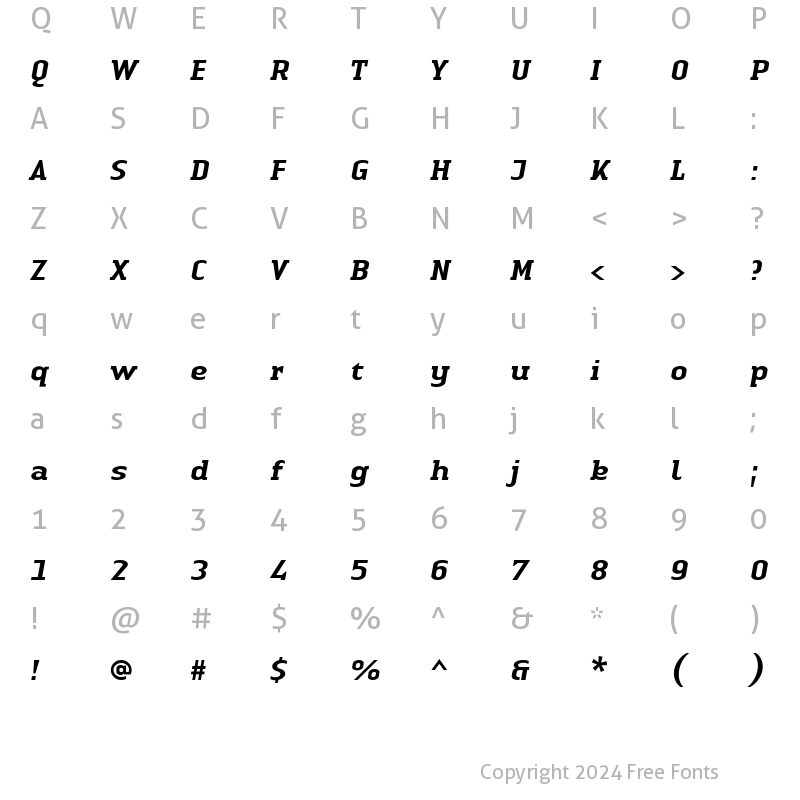 Character Map of LTAuthenticSerif Medium Italic