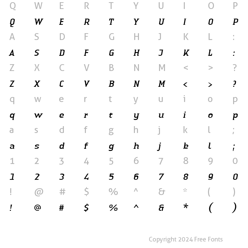 Character Map of LTAuthenticSmallSerif Italic