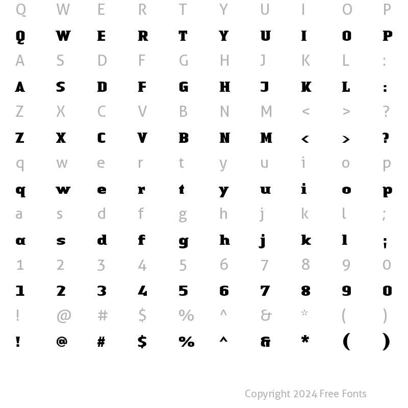 Character Map of LTAuthenticSmallSerif Medium Bold