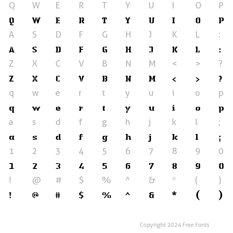 Character Map of LTAuthenticStencil Bold