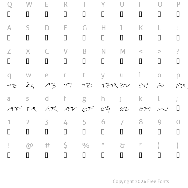 Character Map of LTBelle Bonus Regular