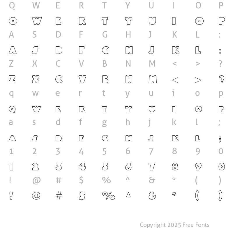 Character Map of LTBlackWhiteOutline Normal