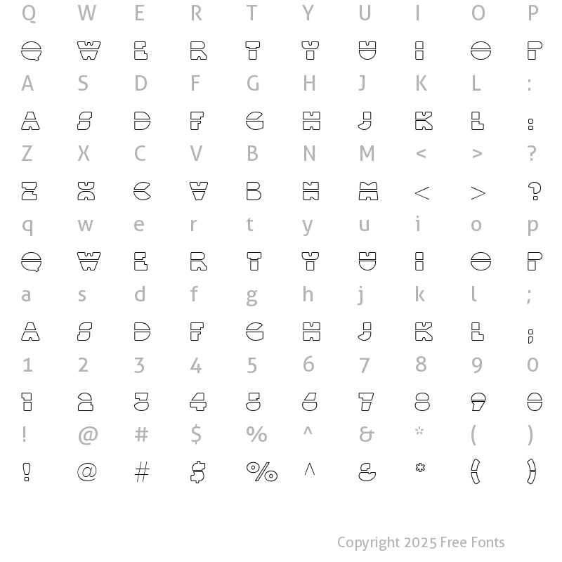 Character Map of LTBlackWhiteOutLineLaser Normal