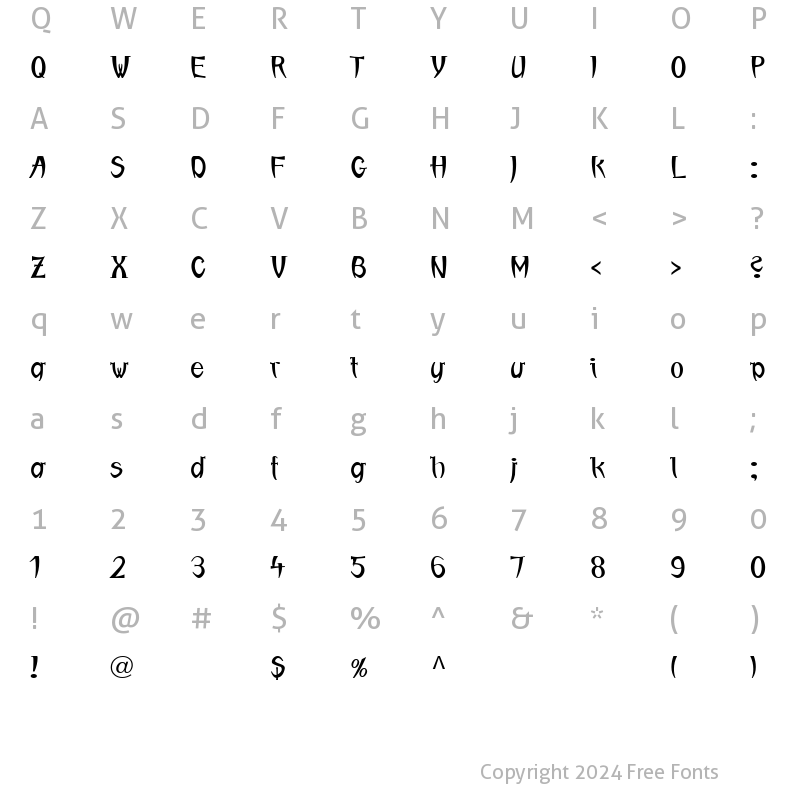 Character Map of LTBoundaround Regular