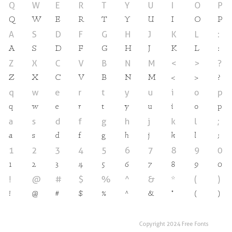 Character Map of LTConrad Light Regular