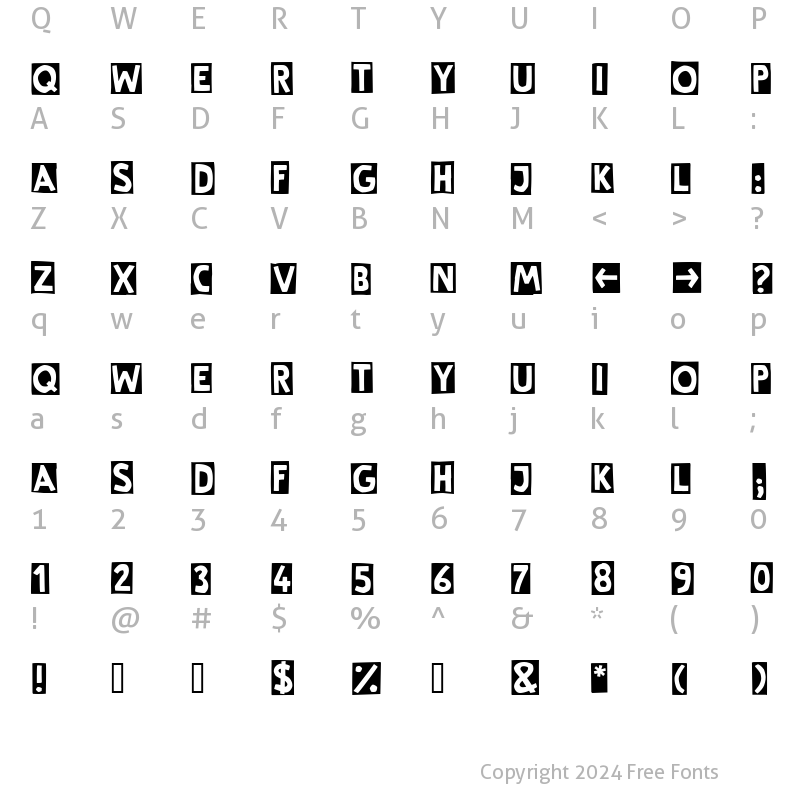 Character Map of LTCutter Regular