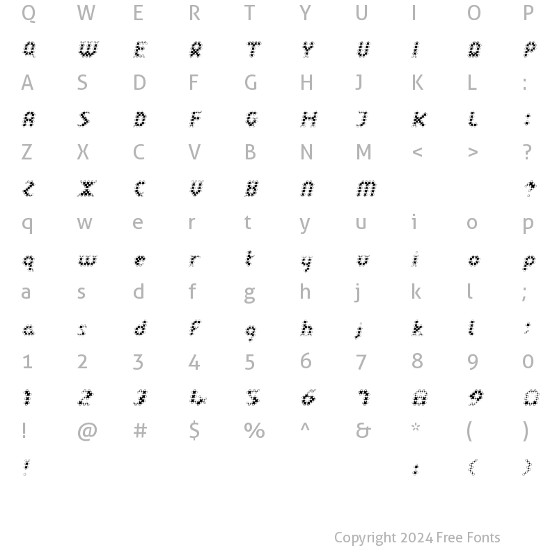 Character Map of LTDot Oblique