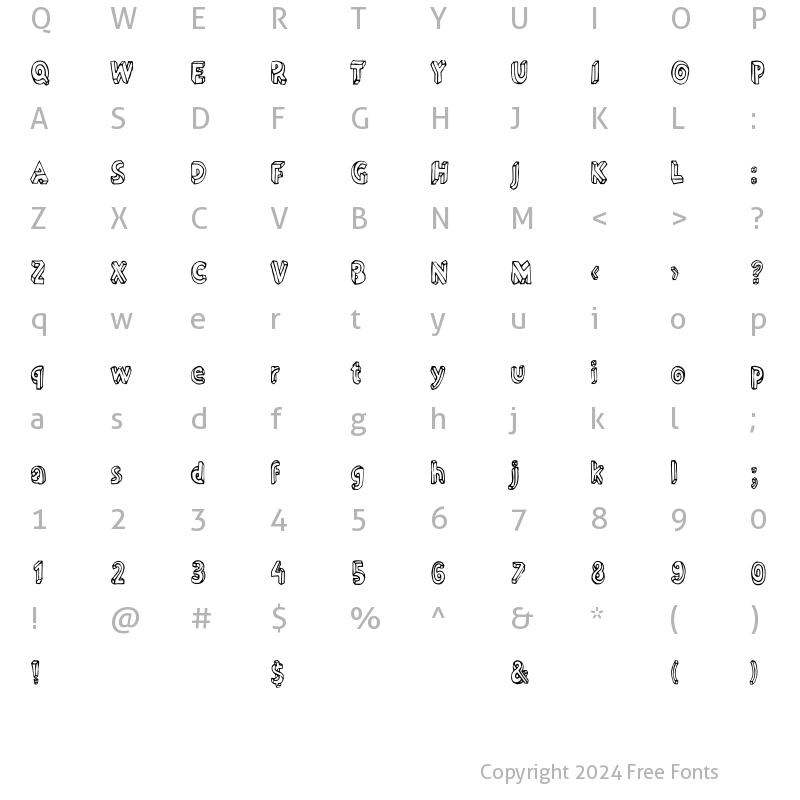 Character Map of LTDummy Outline Regular