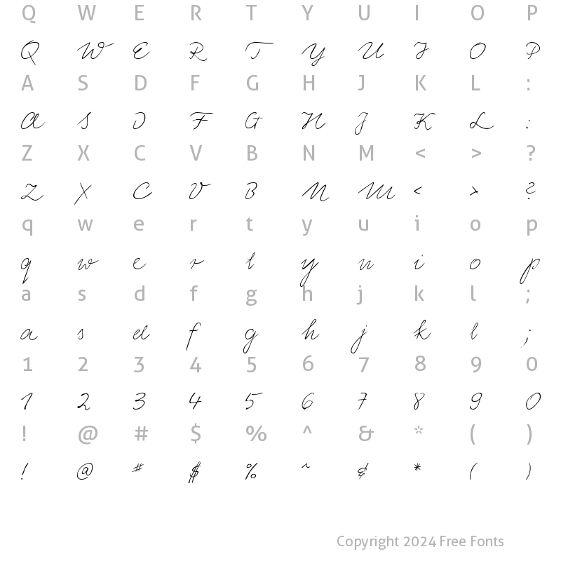 Character Map of LTElisa Regular