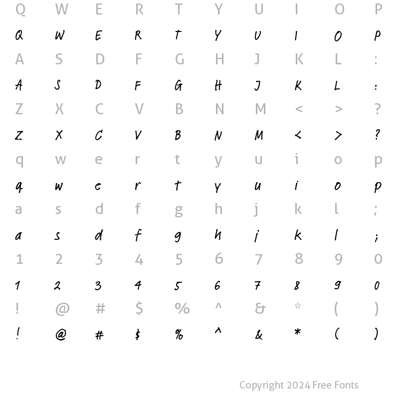 Character Map of LTFeltpen Regular Bold