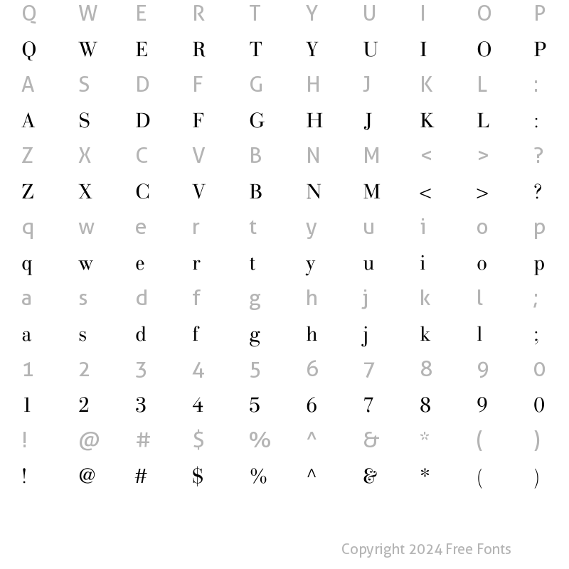 Character Map of LTGianotten Light Regular