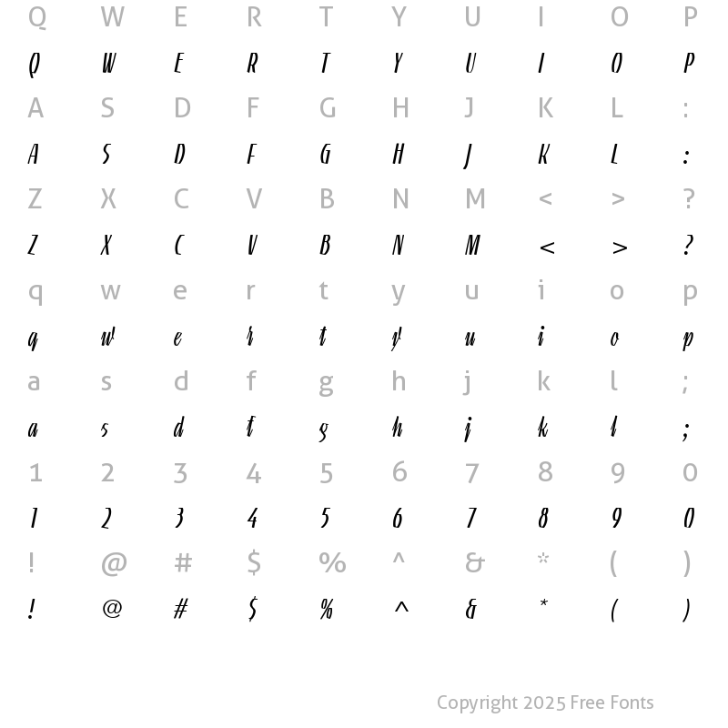 Character Map of LTGneisenauette Light Regular