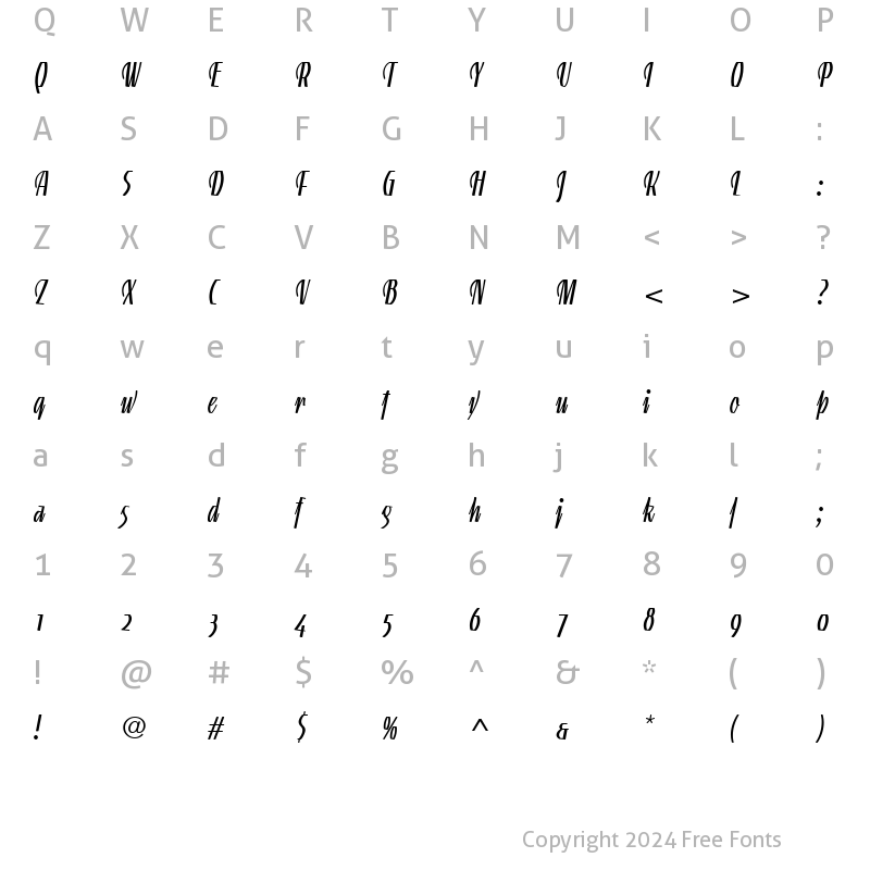 Character Map of LTGneisenauette LightAlt Regular