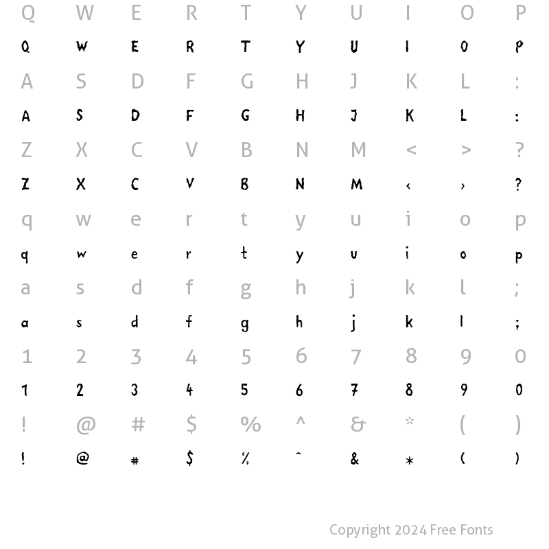 Character Map of LTMega In Regular