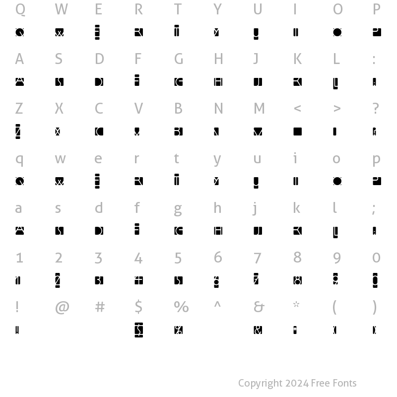 Character Map of LTMindLine Inside Regular