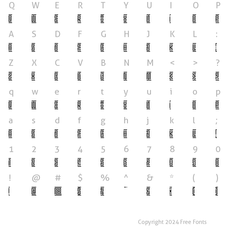 Character Map of LTMinos Regular