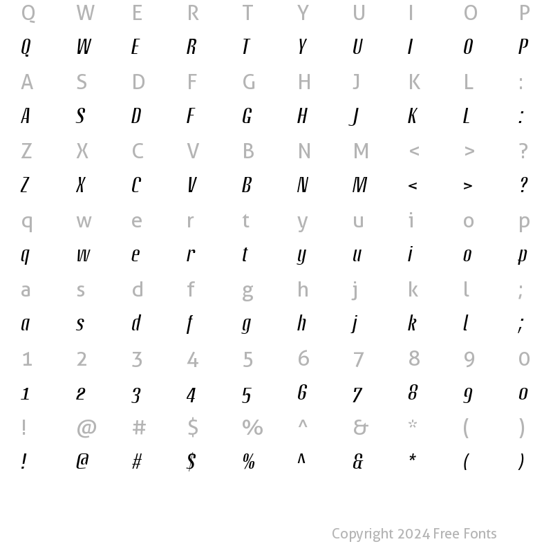 Character Map of LTOctane Italic