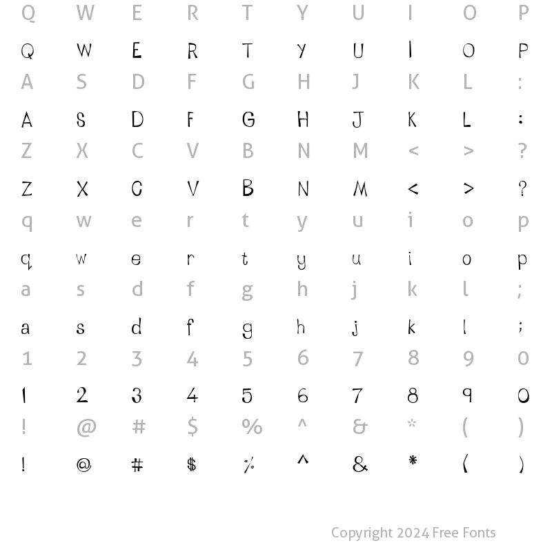 Character Map of LTTapeside Regular Regular