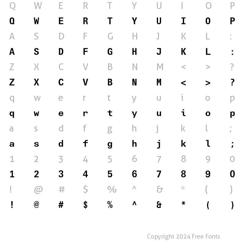 Character Map of LTUnivers Typewriter Bold