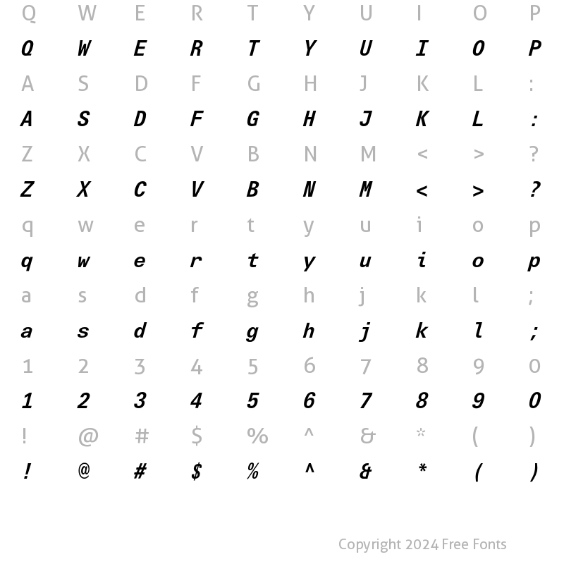 Character Map of LTUnivers Typewriter It Bold