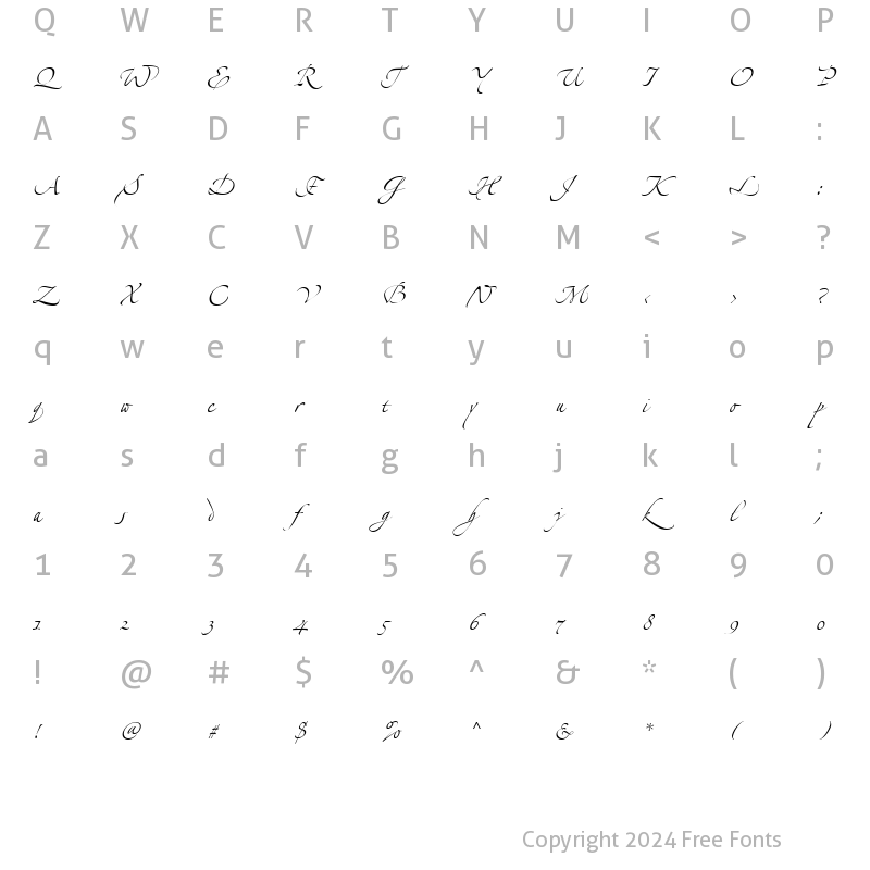 Character Map of LTZapfino Two Regular