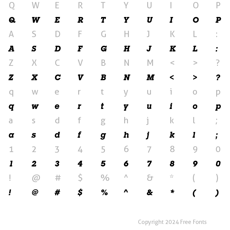 Character Map of LubalinGraphEF Bold Oblique