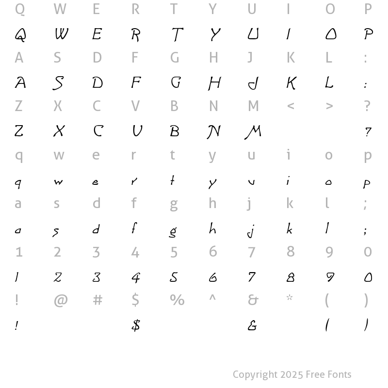 Character Map of Lublick Italic