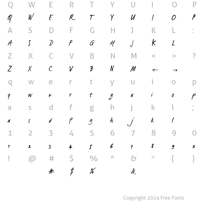 Character Map of LucasHandFeet Regular