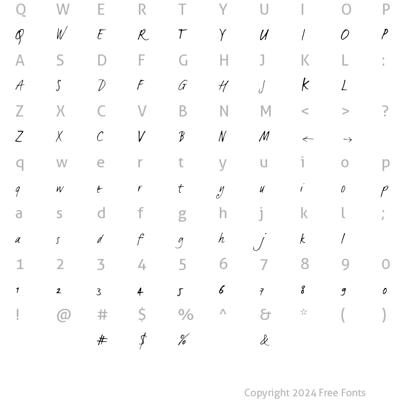 Character Map of LucasHandFeetLight Regular